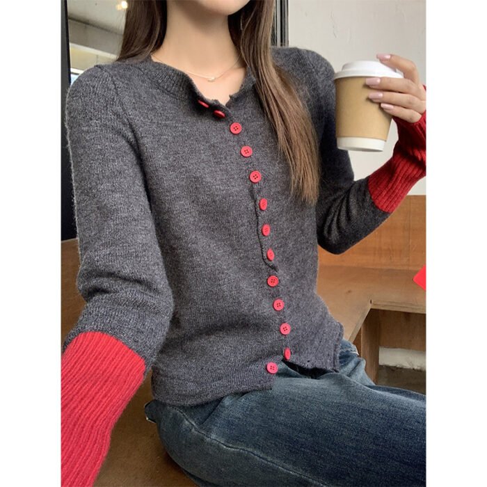 Womens Slimming Figure-Hugging Knitted Top With Panel Design - Image 2