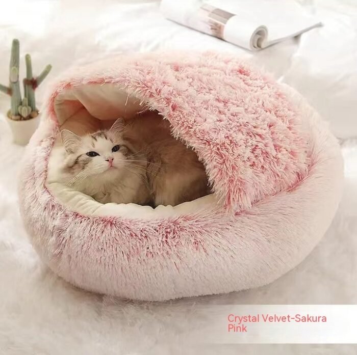 2 In 1 Dog And Cat Bed Pet Winter Bed Round Plush Warm Bed House Soft Long Plush Pets Bed Pet Products - Image 7