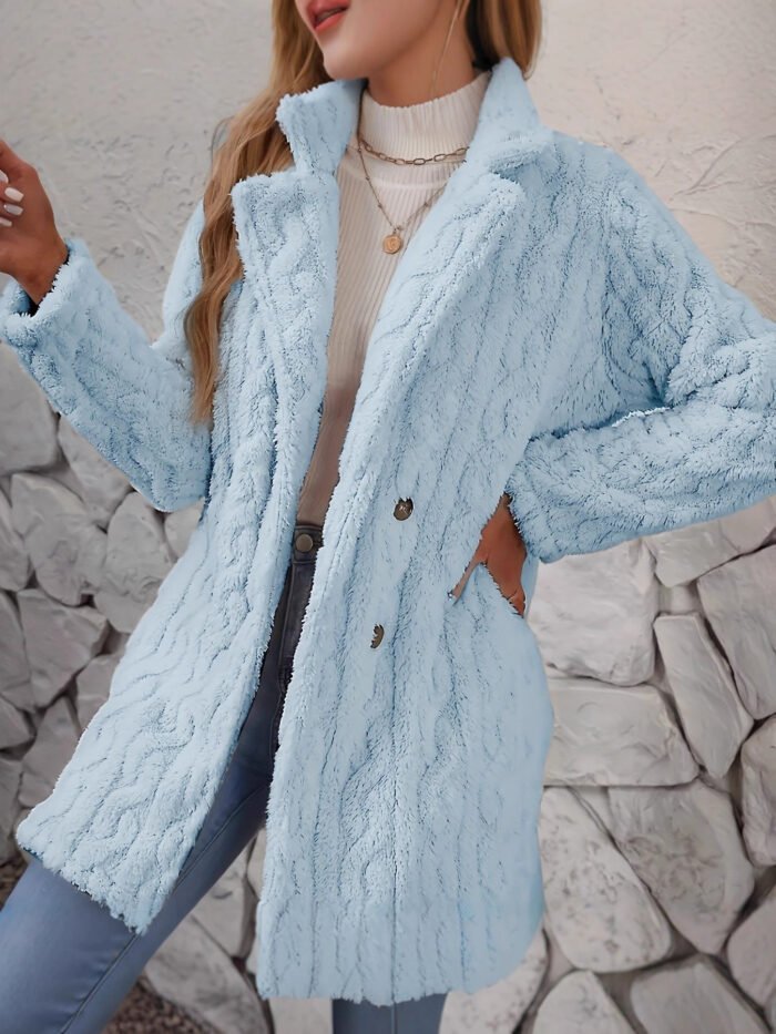 Insulated Suit-collar Double-breasted Mid-length Coat - Image 3