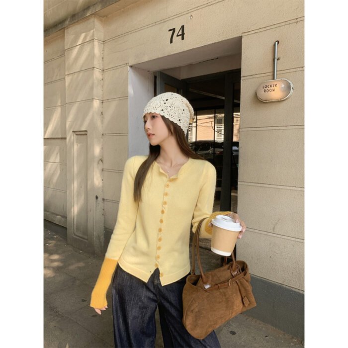 Womens Slimming Figure-Hugging Knitted Top With Panel Design - Image 8