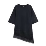 Summer Chic Fashion T-Shirt With A Patchwork Lace Hem - Image 2