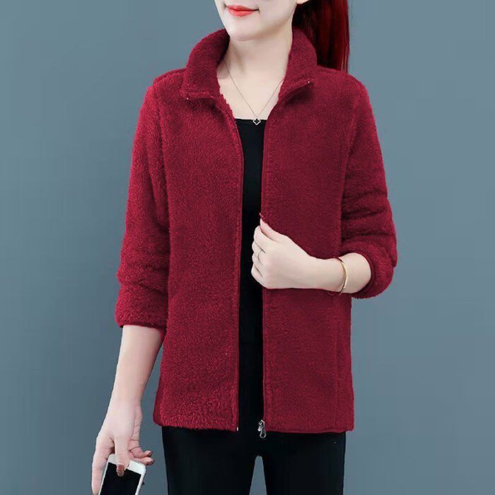 Womens Fashionable Loose-fitting Plus-size Fluffy Coat - Image 4