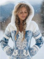 Womens Fashionable Flannel Thermal Hooded Zip-Up Cardigan Sweater - Image 5