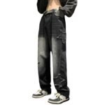 Mens Flared Loose High-Street Straight-Leg Pants - Image 4