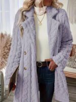 Insulated Suit-collar Double-breasted Mid-length Coat - Image 8