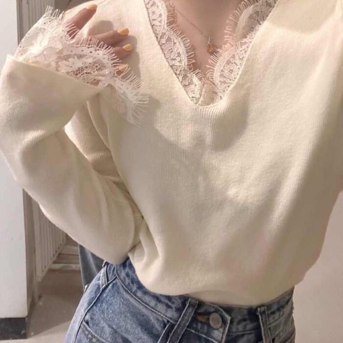 Casual Soft-style Top With A Designer Touch Featuring Lace Paneling And Reversible Wear - Image 2