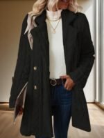 Insulated Suit-collar Double-breasted Mid-length Coat - Image 9