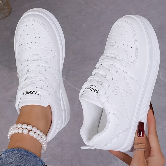 Women's Low-top Lace-up Sneakers With A Synthetic Upper And Thick Sole - Image 7