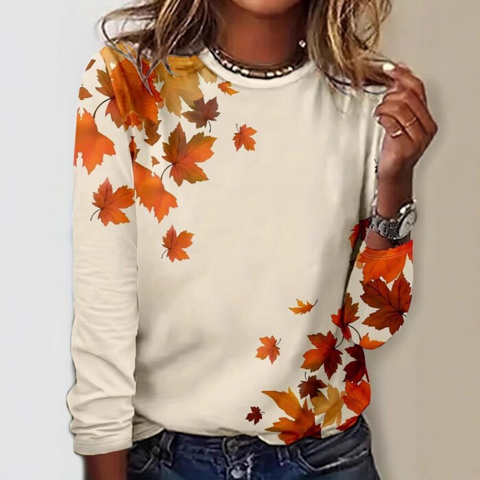 3D Digital print Floral Crew neck Long sleeve Pullover - Image 5