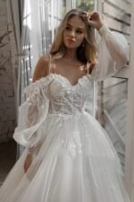 Boho Bride Gown Puff Sleeve Off Shoulder Wedding Dresses - Image 6