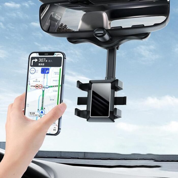 Rearview Mirror Phone Holder For Car Rotatable And Retractable Car Phone Holder Multifunctional 360 Rear View Mirror Phone Holder Suitable For All Mobile Phones And All Car - Image 5