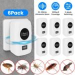 6 Pack 32-120KHz Ultrasonic Insect Repellent Indoor Plug In Bug Repellent Mosquito Roaches Mice Control With 3 Modes For Bedroom Garage Warehouse Office For Spring Summer